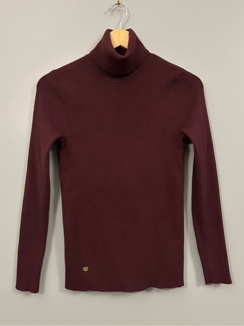 Lauren Ralph Lauren Ribbed Turtleneck Sweater in Wine Medium